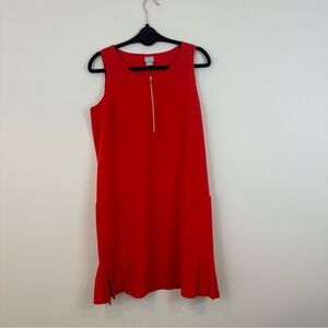 Chico's Zenergy | Red Orange Pleated Sheath Dress Size 6